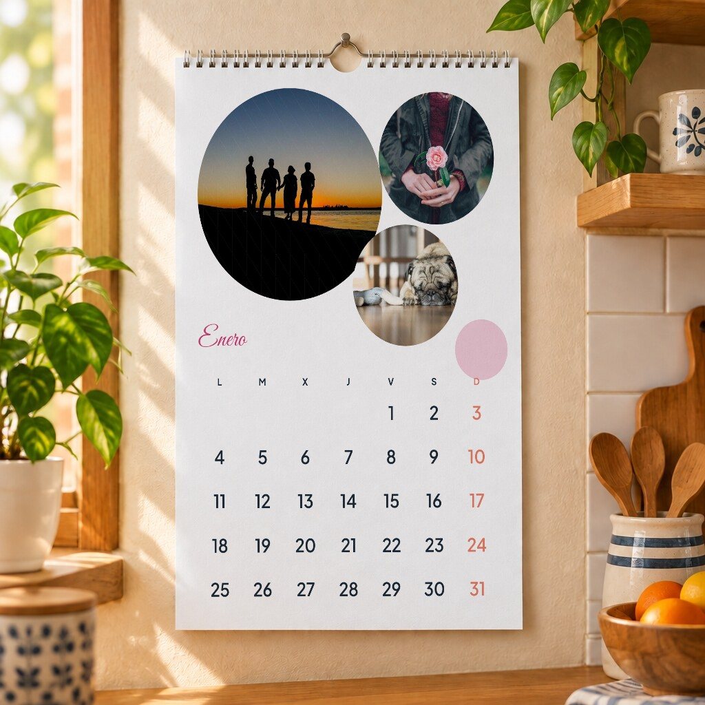 Ejemplo de calendario a3 con fotos 2027: burbujas